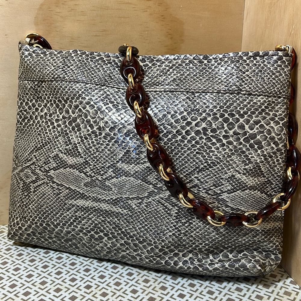 Vintage Walborg Embossed Faux Snakeskin Lucite Chain Style Handbag